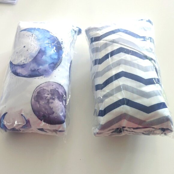 Set Of 2 Moon and Chevron Pattern Crib Sheets Set -New - Picture 3 of 3